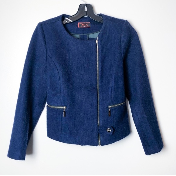 Minh Li Blue Zip Up Coat - Picture 1 of 6